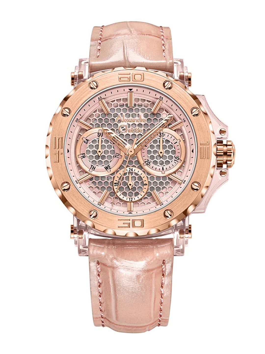 Alexandre Christie Women Textured Dial & Leather Straps Multi Function Watch 2B10BFLRGPN, Rose gold
Alexandre Christie Women Textured Dial & Leather Straps Multi Function Watch 2B10BFLRGPN, Rose gold