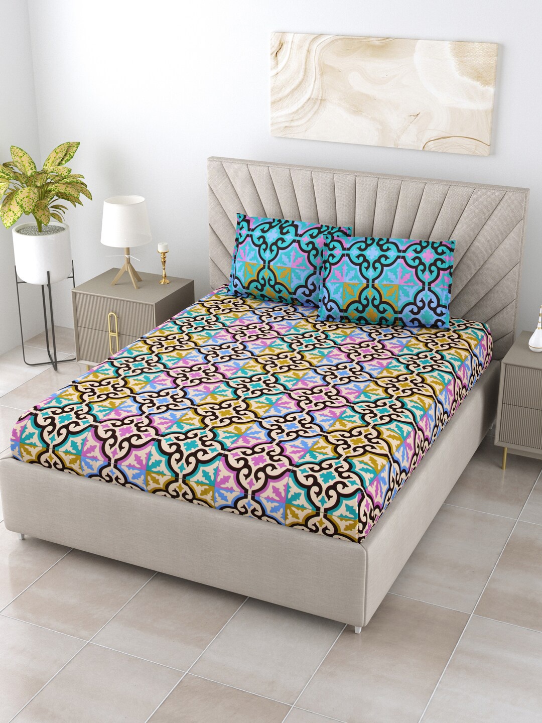 BOMBAY DYEING Blumen Assorted Geometric Cotton 120 TC Queen Bedsheet with 2 Pillow Covers
BOMBAY DYEING Blumen Assorted Geometric Cotton 120 TC Queen Bedsheet with 2 Pillow Covers