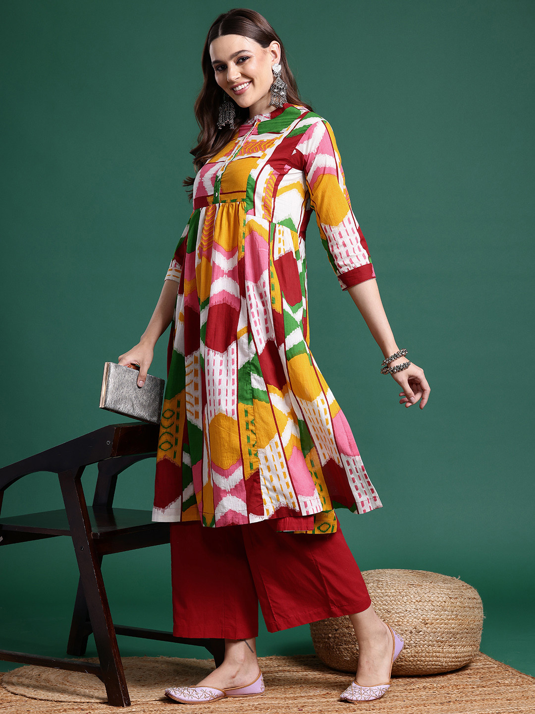 Sangria Pure Cotton Printed Kurta Set, Maroon
Sangria Pure Cotton Printed Kurta Set, Maroon