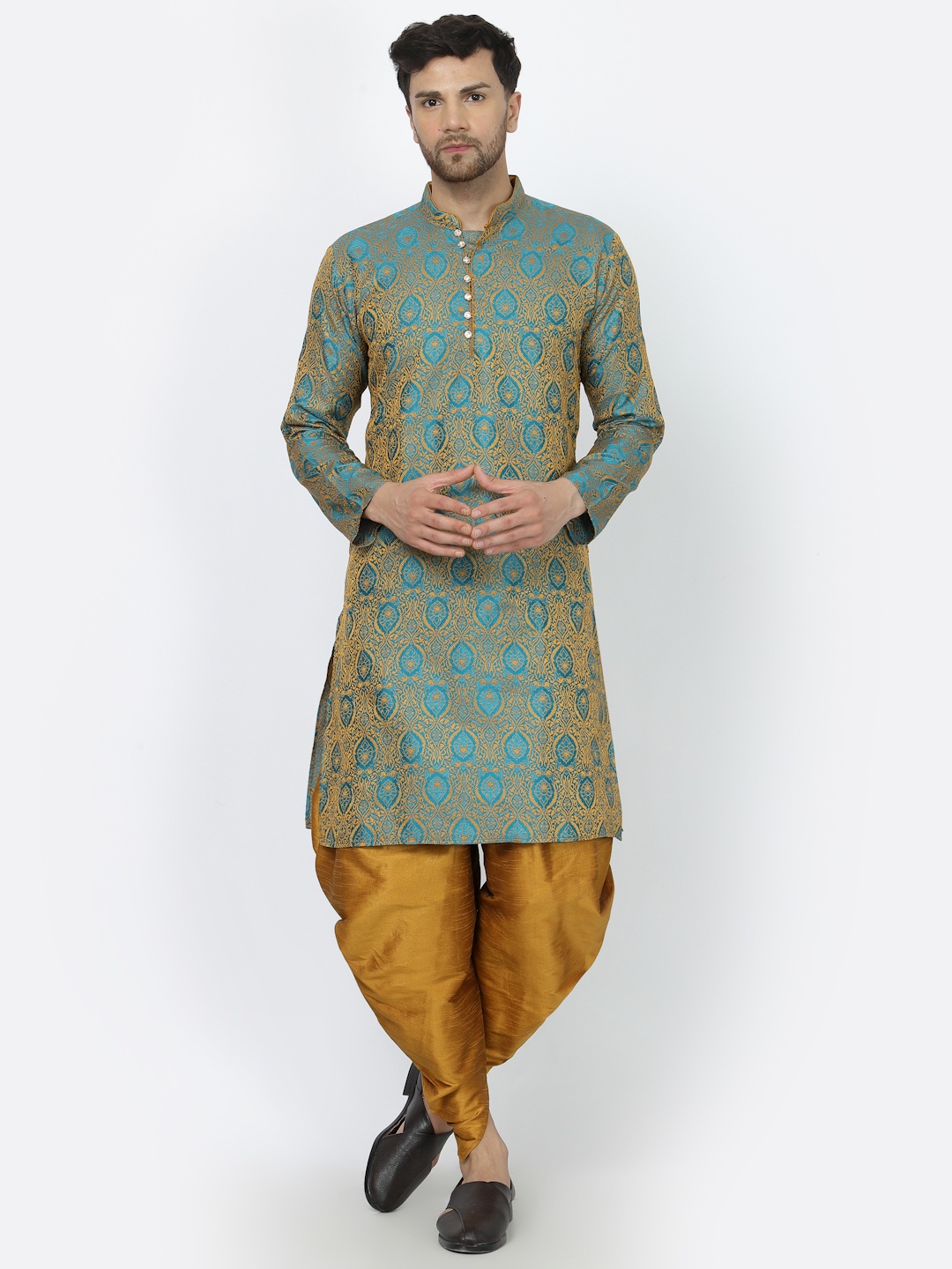 Sydney Heights Ethnic Motifs Woven Design Mandarin Collar Straight Kurta with Dhoti Pant, Turquoise blue
Sydney Heights Ethnic Motifs Woven Design Mandarin Collar Straight Kurta with Dhoti Pant, Turquoise blue