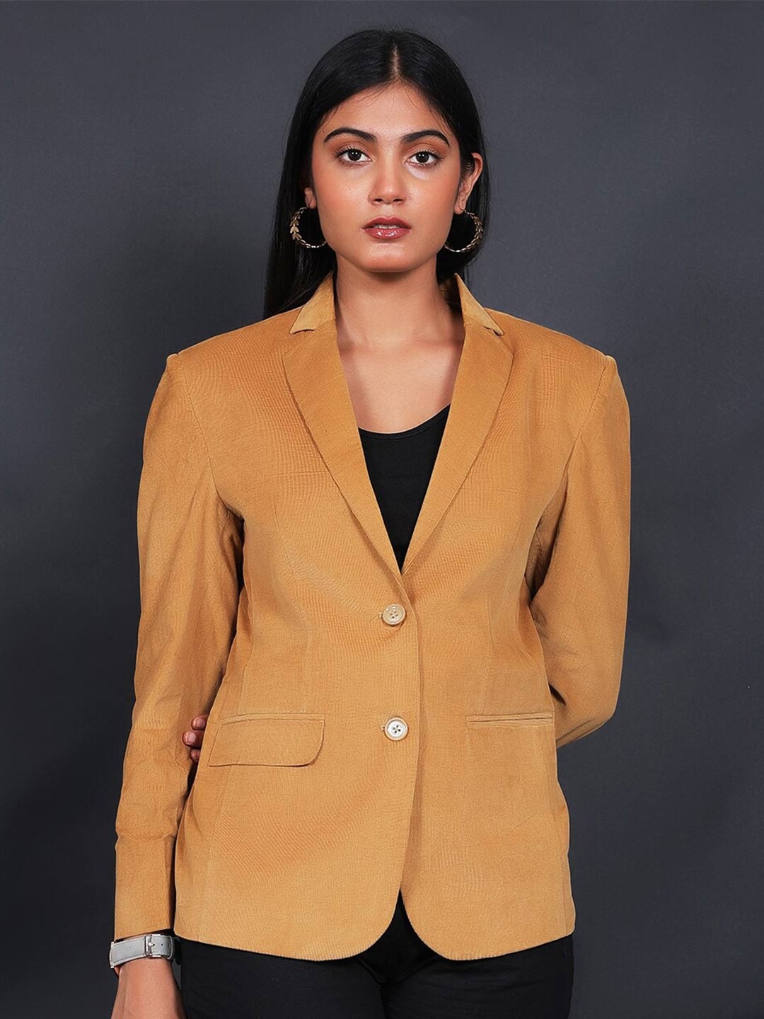 Talethread Notched Lapel Collar Single-Breasted Corduroy Cotton Casual Blazer, Brown
Talethread Notched Lapel Collar Single-Breasted Corduroy Cotton Casual Blazer, Brown