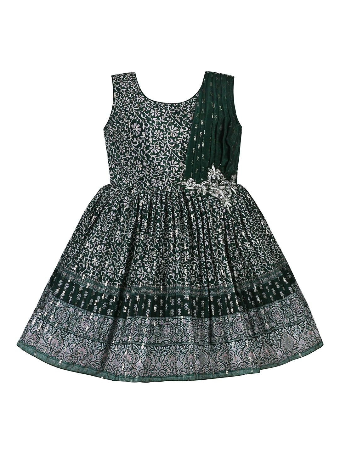 Wish Karo Baby Girls Self Design Printed Round Neck Satin Fit & Flare Dress, Green
Wish Karo Baby Girls Self Design Printed Round Neck Satin Fit & Flare Dress, Green