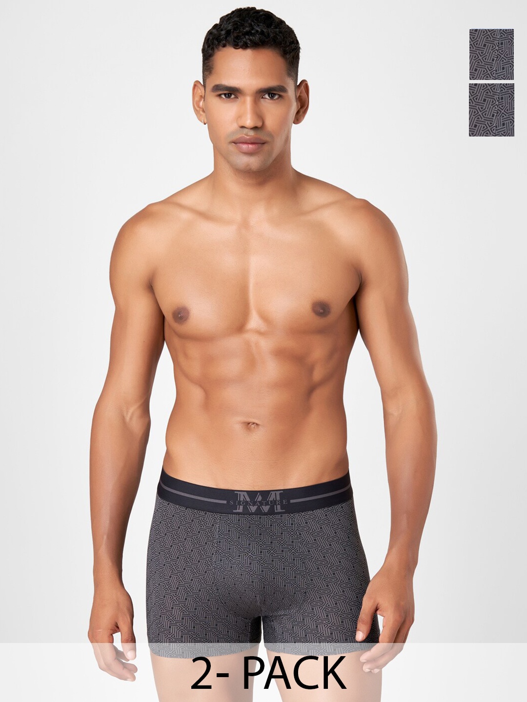 Macroman M-Series Pack of 2 M-Series Geometric Printed Mid-Rise Trunk 8903978416670, Grey
Macroman M-Series Pack of 2 M-Series Geometric Printed Mid-Rise Trunk 8903978416670, Grey
