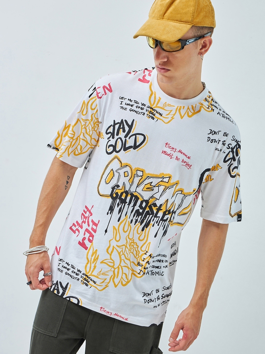 Bewakoof Typography Printed Short Drop Shoulder Sleeves Cotton Oversized T-shirt, White
Bewakoof Typography Printed Short Drop Shoulder Sleeves Cotton Oversized T-shirt, White