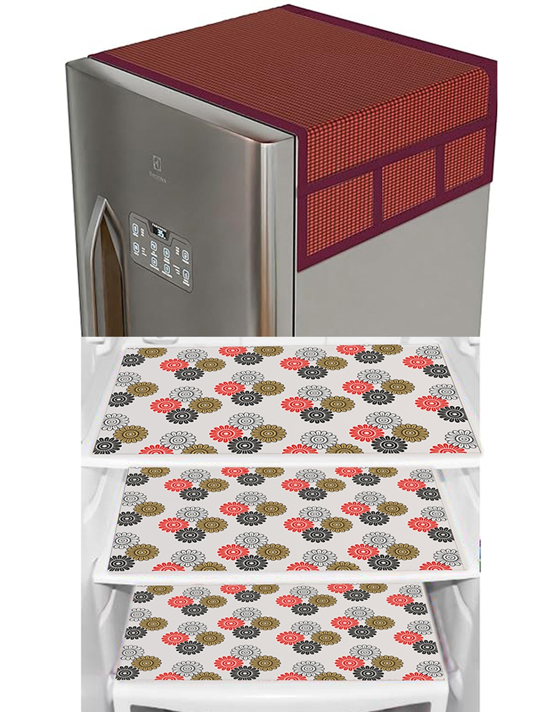 Dakshya Industries Maroon & Red 4Pcs Printed Waterproof Fridge Cover With Fridge Mats
Dakshya Industries Maroon & Red 4Pcs Printed Waterproof Fridge Cover With Fridge Mats