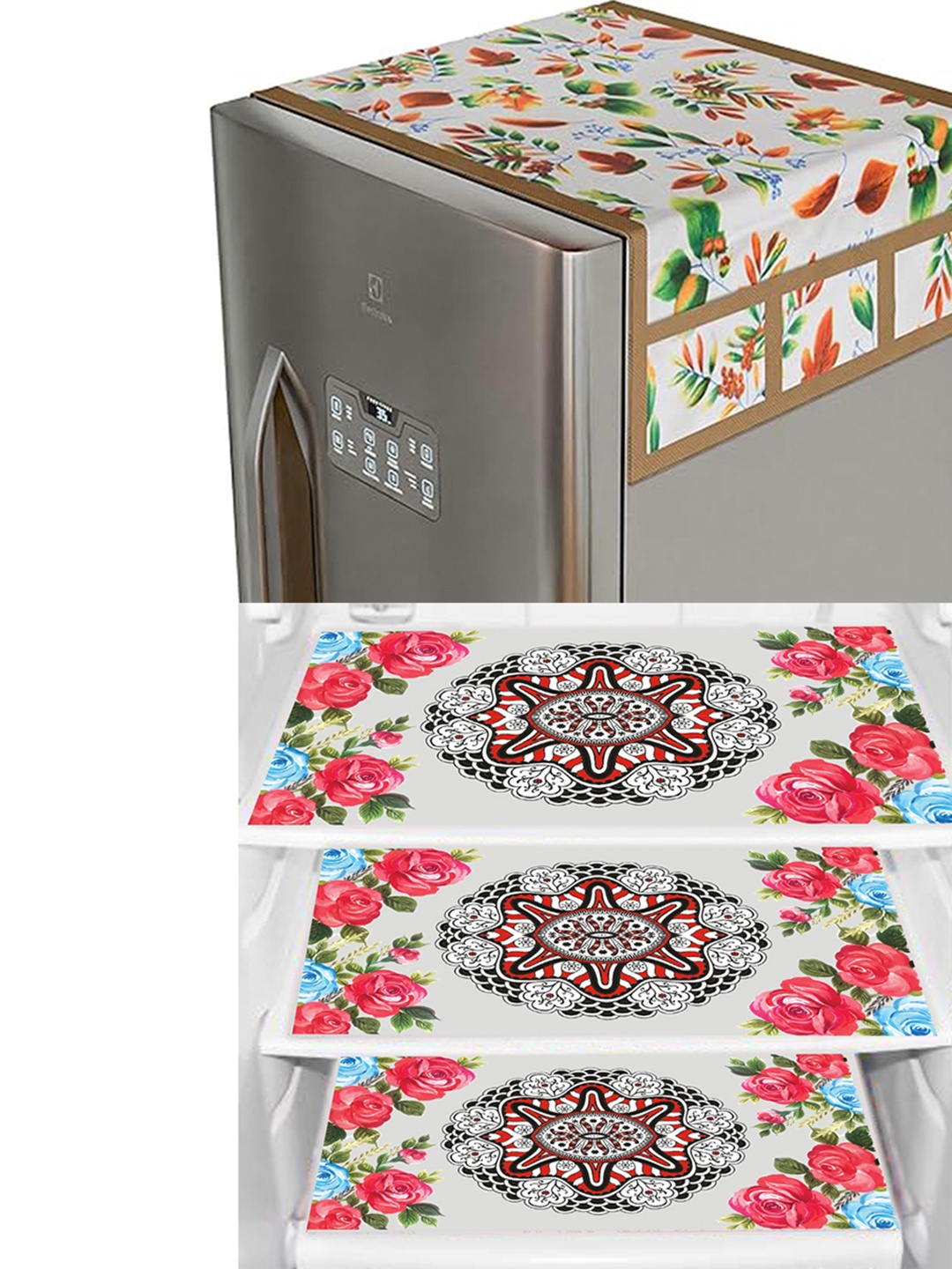 Dakshya Industries Pink & Green 4 Pieces Floral Printed Fridge Cover With 3 Fridge Mats
Dakshya Industries Pink & Green 4 Pieces Floral Printed Fridge Cover With 3 Fridge Mats