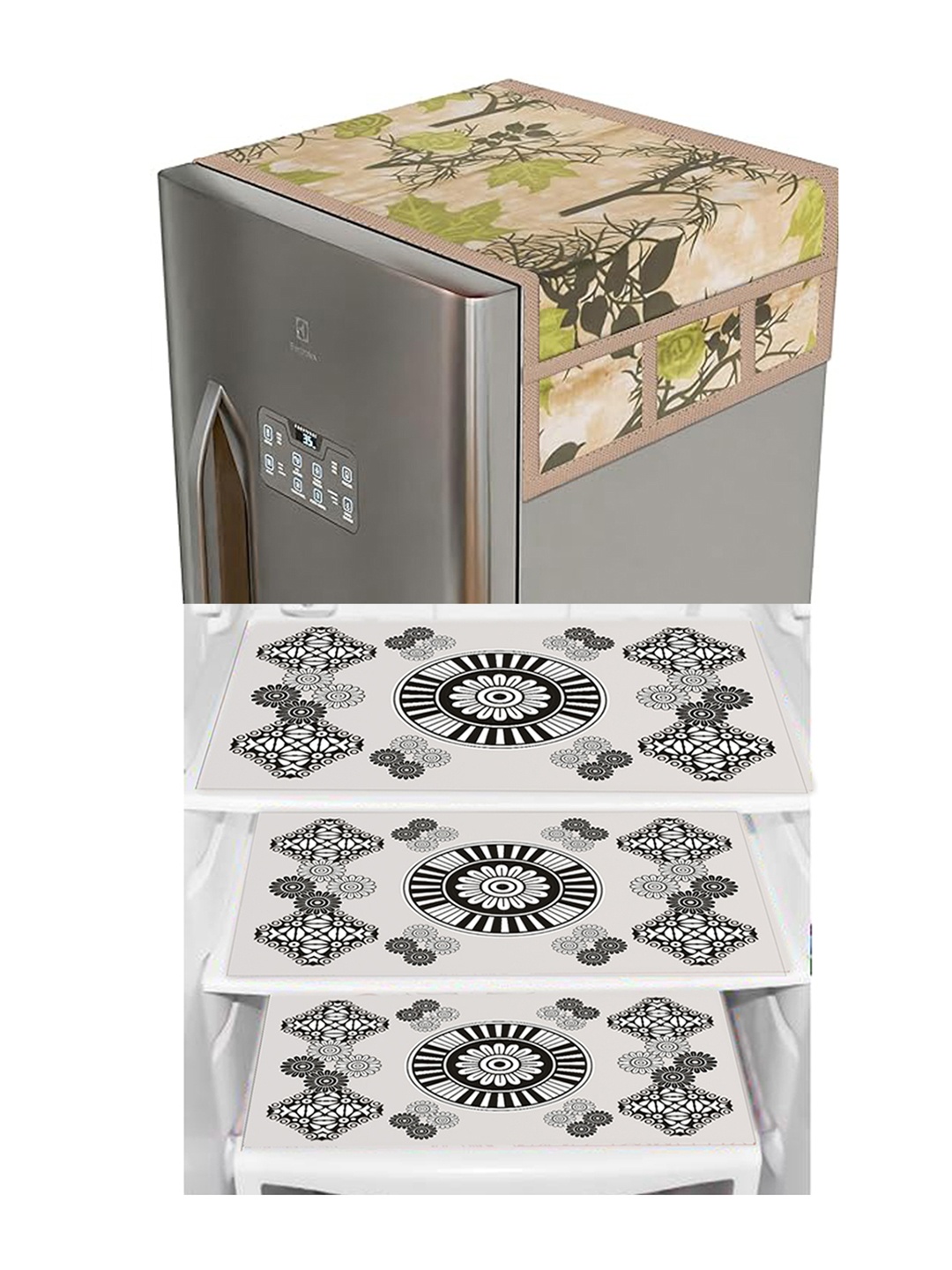 Dakshya Industries White & Black 4 Pieces Printed Refrigerator Covers With Fridge Mats
Dakshya Industries White & Black 4 Pieces Printed Refrigerator Covers With Fridge Mats
