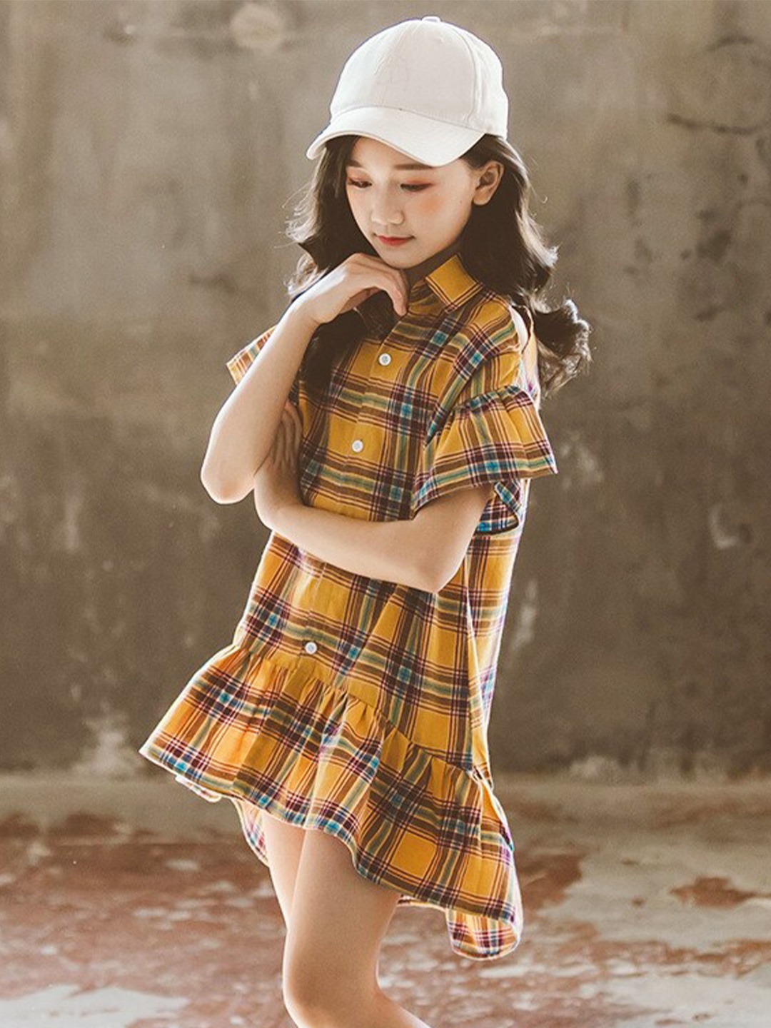 StyleCast Girls Checked Shirt Collar Cold-Shoulder Layered Shirt Dress, Yellow
StyleCast Girls Checked Shirt Collar Cold-Shoulder Layered Shirt Dress, Yellow