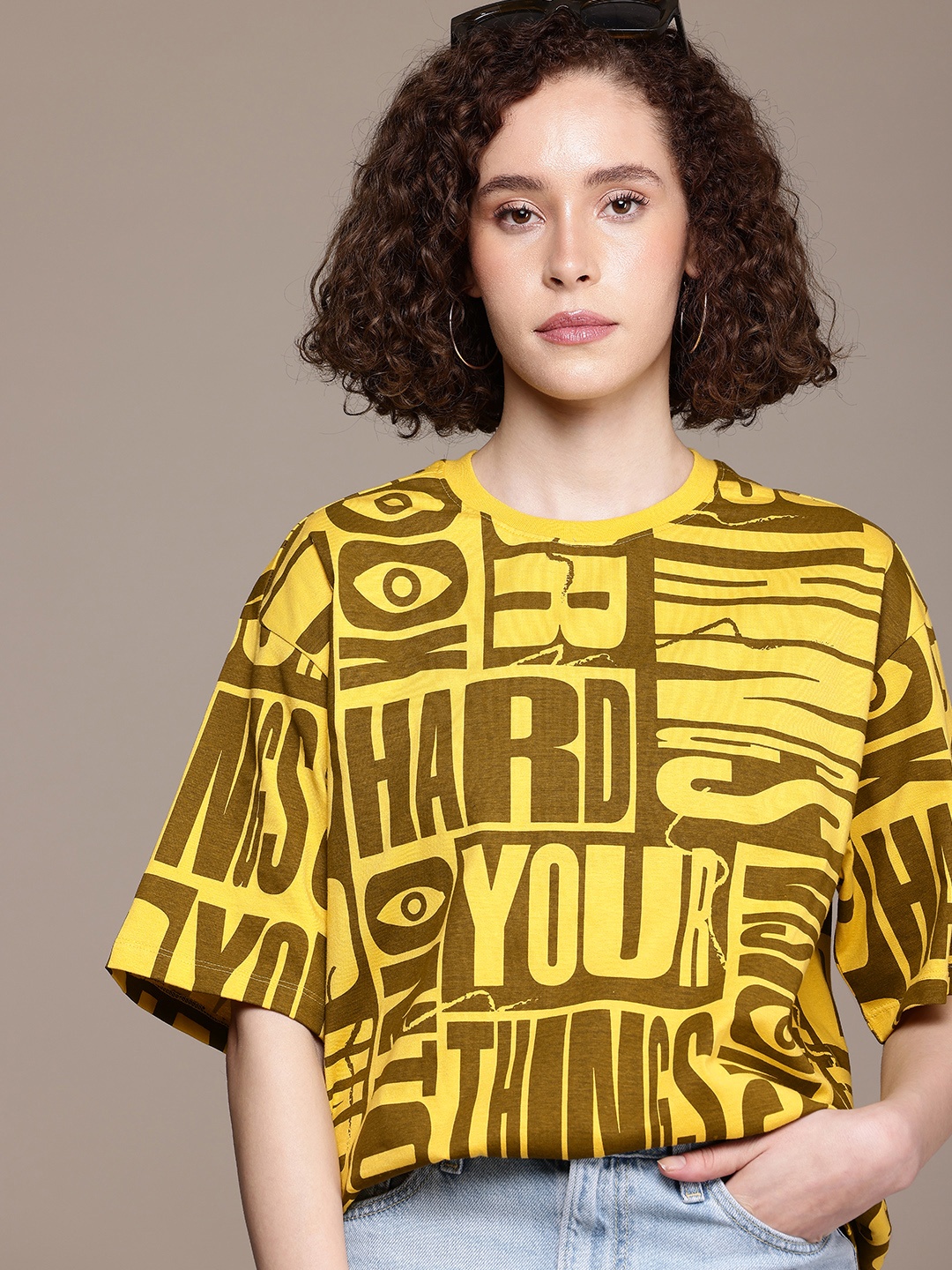The Roadster Life Co. Printed Drop-Shoulder Sleeves Pure Cotton Oversized T-shirt, Yellow
The Roadster Life Co. Printed Drop-Shoulder Sleeves Pure Cotton Oversized T-shirt, Yellow
