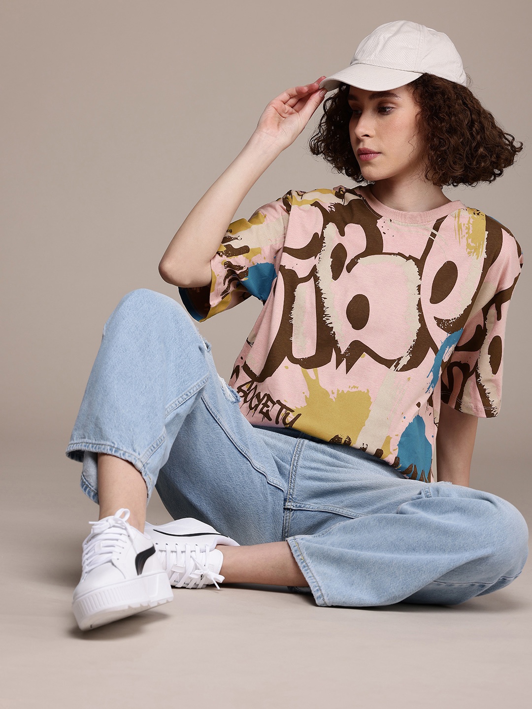 The Roadster Life Co. Printed Drop-Shoulder Sleeves Pure Cotton Oversized T-shirt, Multi
The Roadster Life Co. Printed Drop-Shoulder Sleeves Pure Cotton Oversized T-shirt, Multi