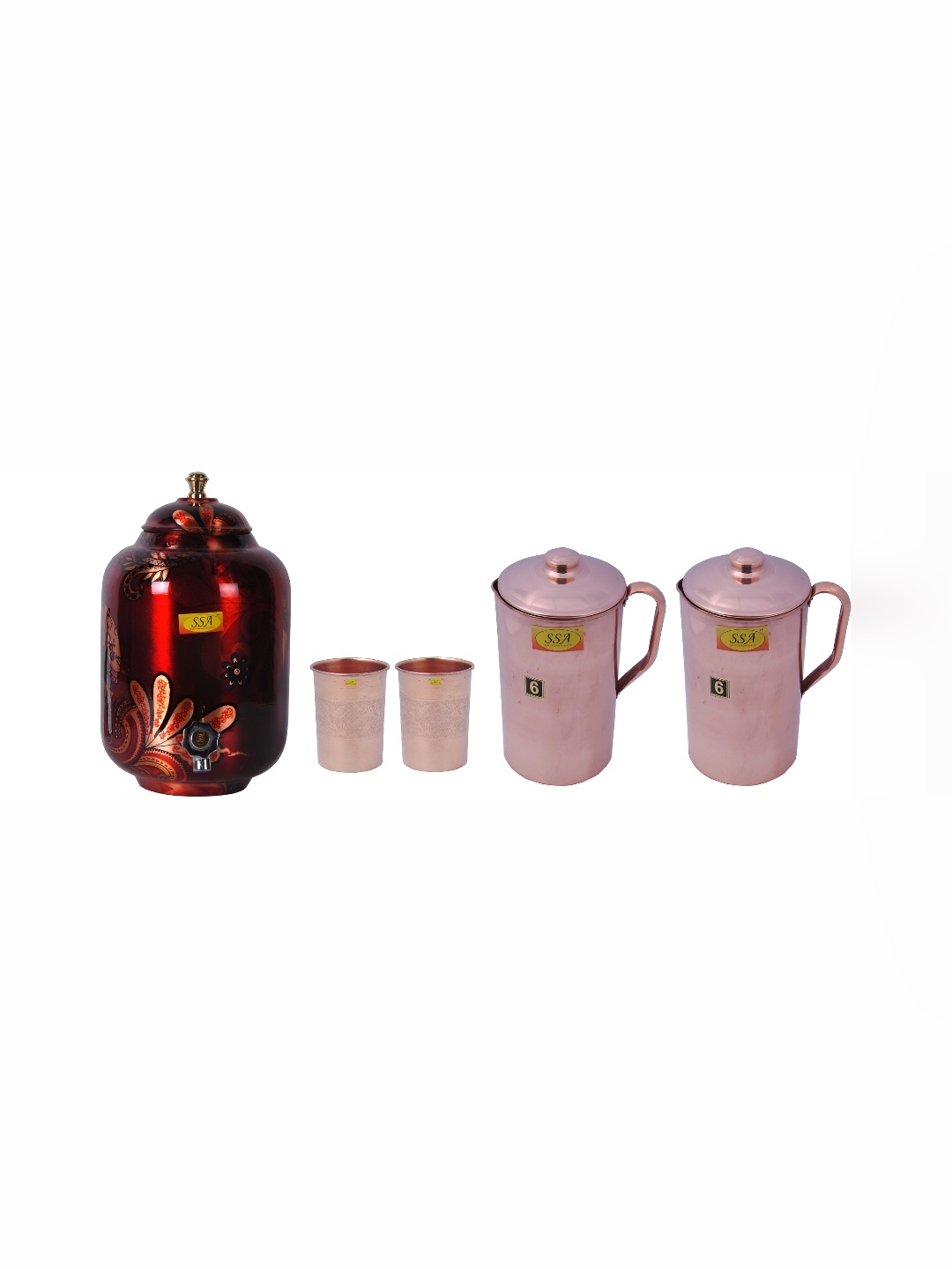 Shivshakti Arts Red 5 Pieces Copper Jug & Glass