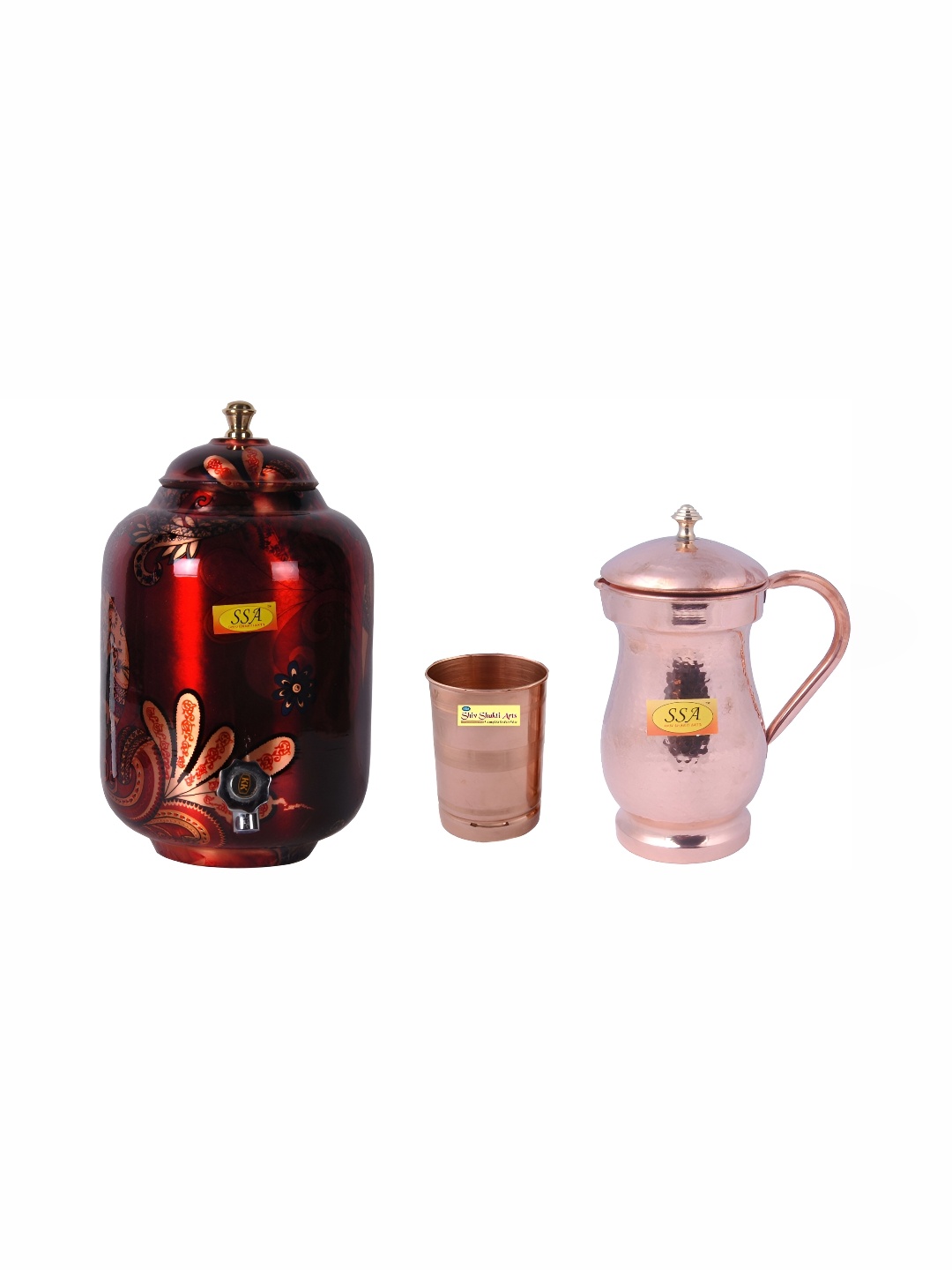 Shivshakti Arts Red & Copper-Toned 3Pcs Copper Dishwasher Safe Water Jugs Bar & Drinkware
Shivshakti Arts Red & Copper-Toned 3Pcs Copper Dishwasher Safe Water Jugs Bar & Drinkware