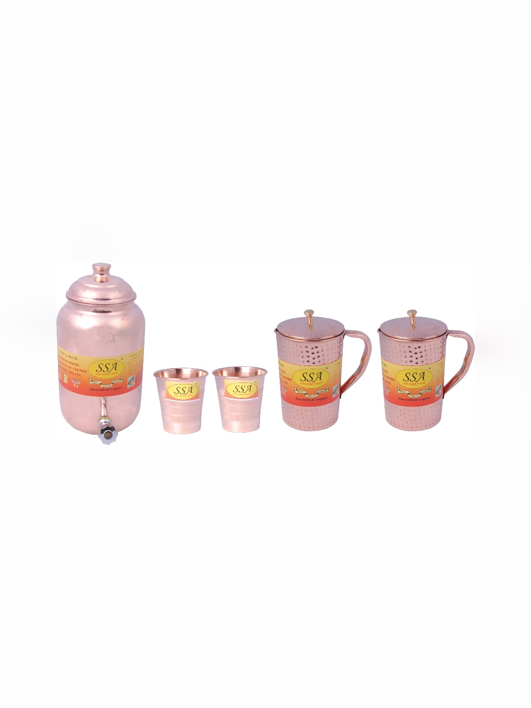 Shivshakti Arts Copper Toned 5 Pieces Water or Juice Glass