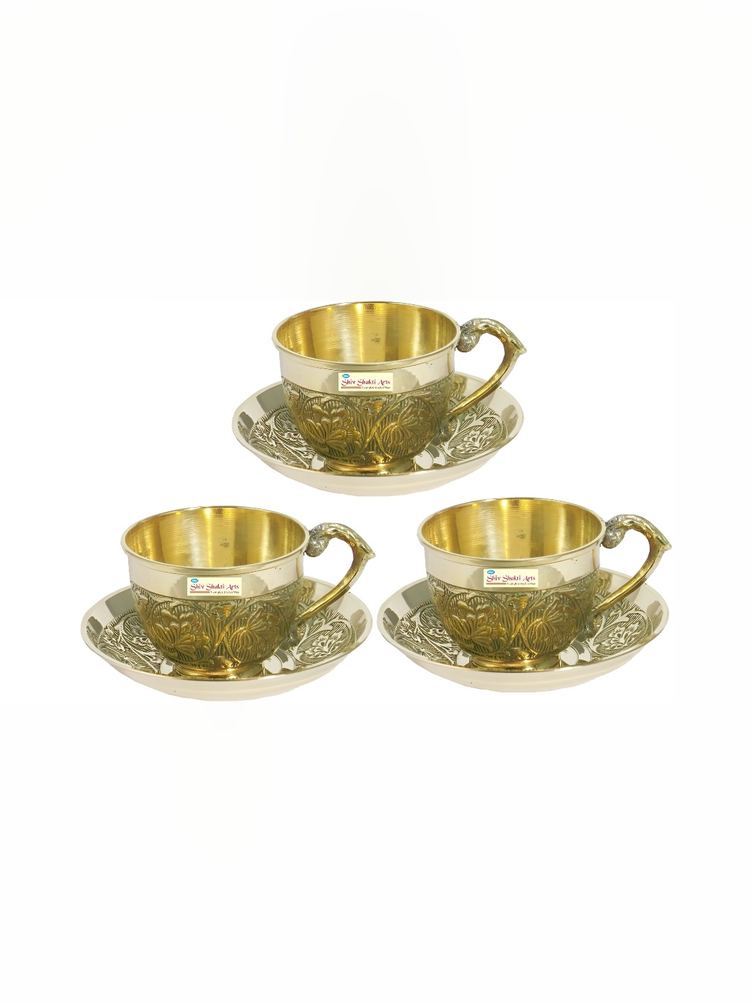 Shivshakti Arts Gold-Toned 6 Pieces Ethnic Motifs Textured Brass Cups & Saucers 150 ML
Shivshakti Arts Gold-Toned 6 Pieces Ethnic Motifs Textured Brass Cups & Saucers 150 ML