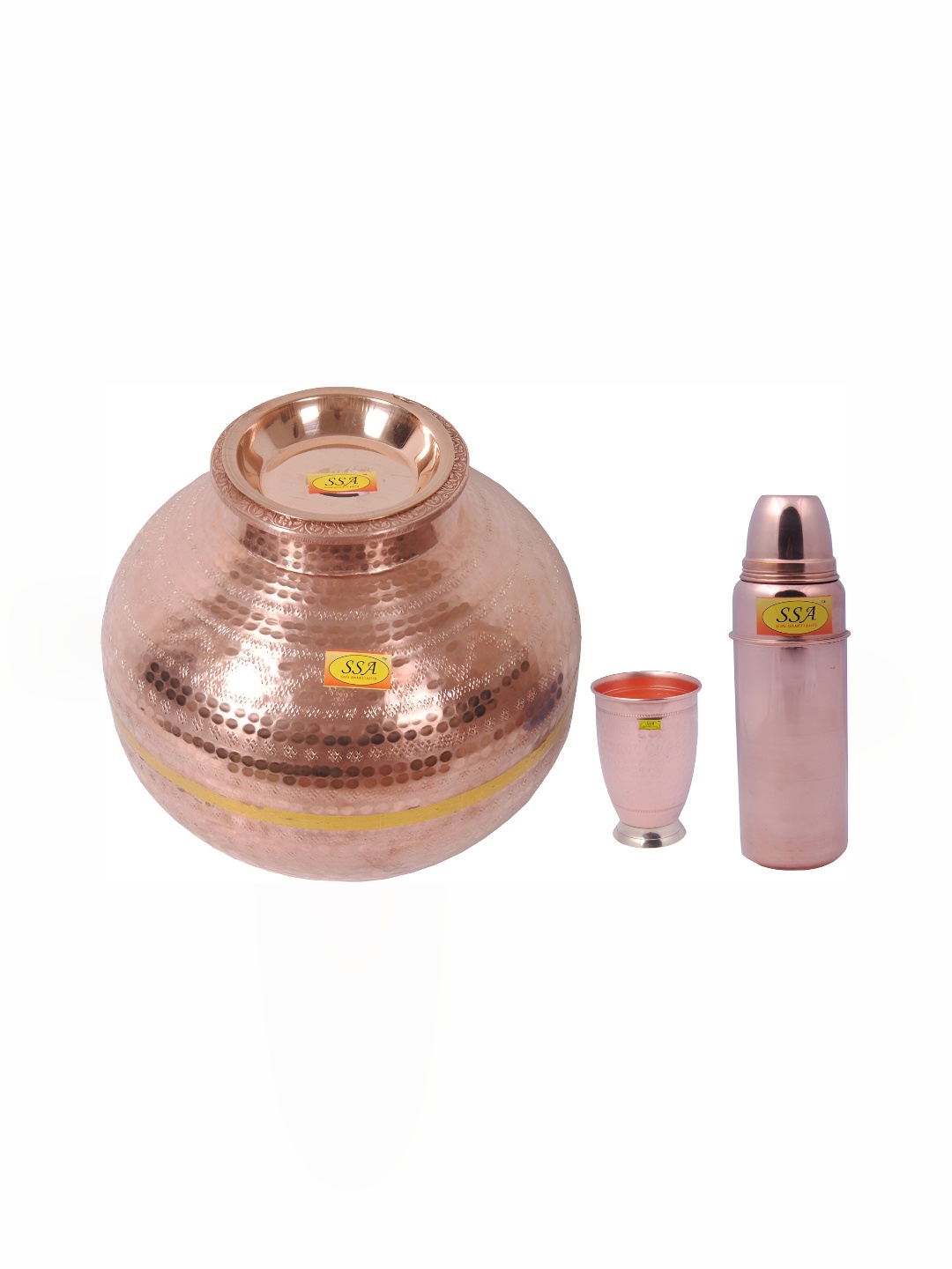 Shivshakti Arts 3 Pieces Copper Water glass Set