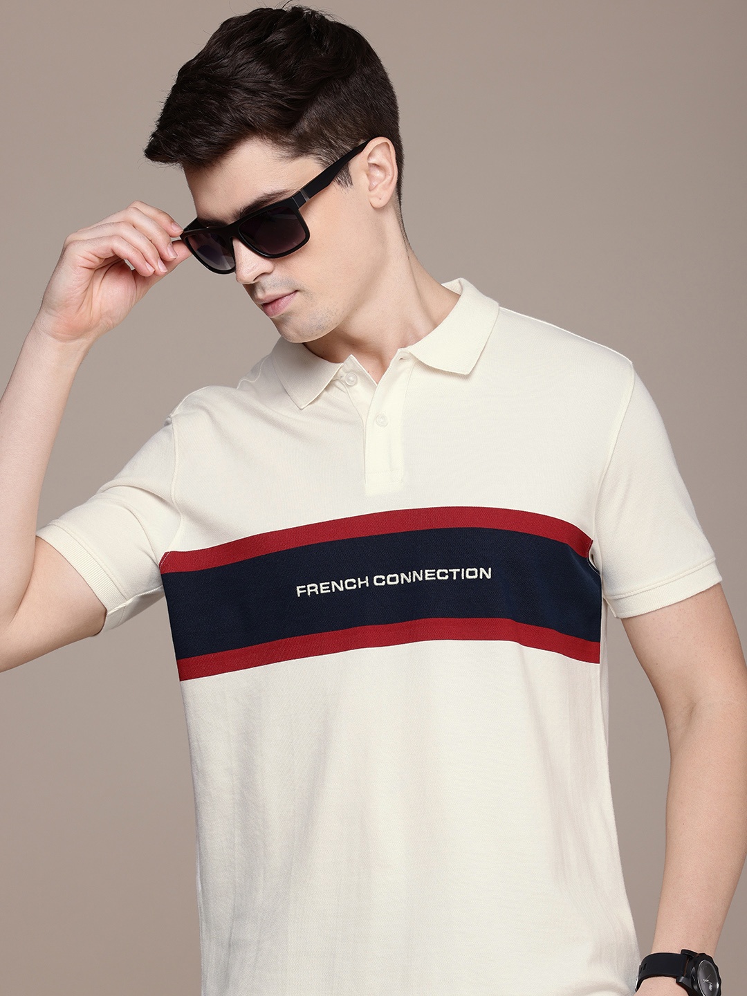 French Connection Striped Polo Collar Pure Cotton T-shirt with Embroidered Detail, Off white
French Connection Striped Polo Collar Pure Cotton T-shirt with Embroidered Detail, Off white
