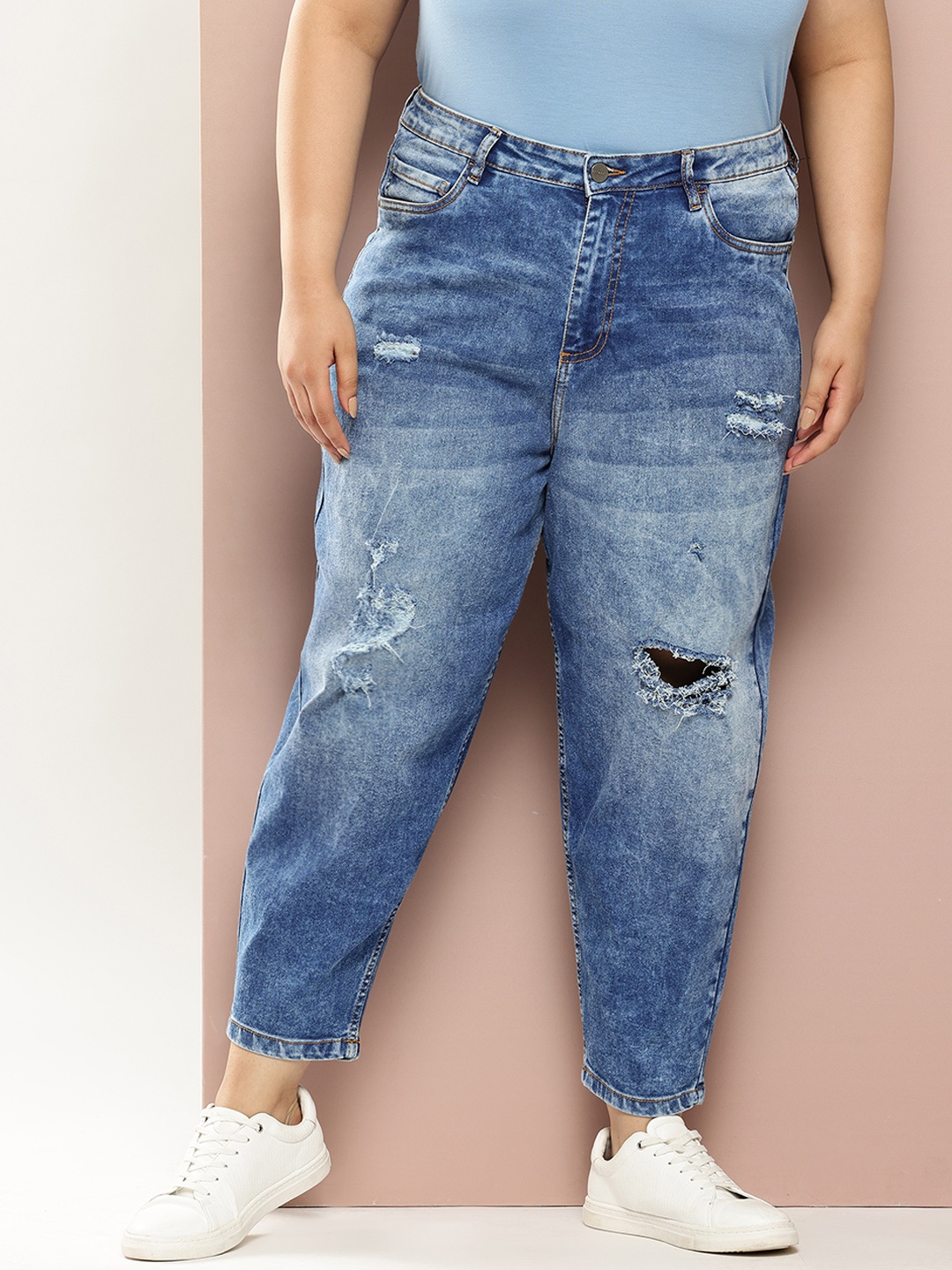 Sztori Women Plus Size Mildly Distressed Heavy Fade Acid Wash Stretchable Slouchy Jeans, Blue
Sztori Women Plus Size Mildly Distressed Heavy Fade Acid Wash Stretchable Slouchy Jeans, Blue