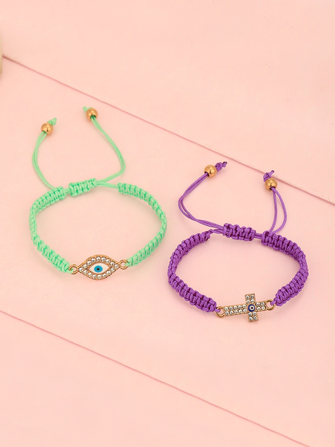 Carlton London Women Set of 2 CZ-Studded Enamelled Gold-Plated Charm Bracelet, Multi
Carlton London Women Set of 2 CZ-Studded Enamelled Gold-Plated Charm Bracelet, Multi