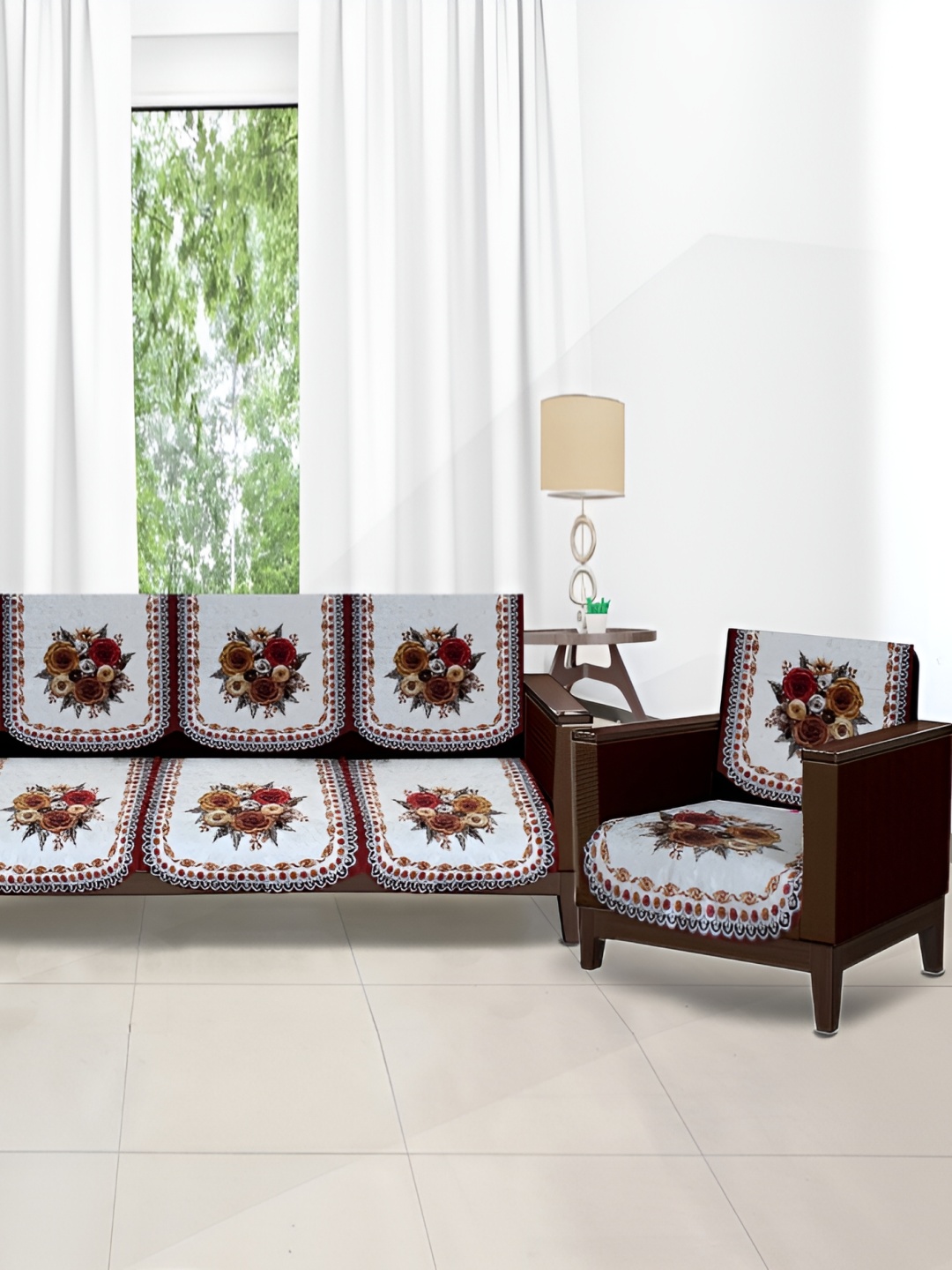 Stylista Red & White 10 Pieces Floral Printed Velvet Cotton 5 Seater Sofa Cover
Stylista Red & White 10 Pieces Floral Printed Velvet Cotton 5 Seater Sofa Cover