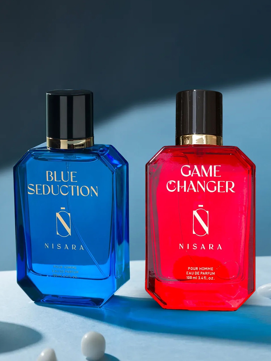 NISARA Blue Seduction & Game Changer 2-Pcs Long Lasting Eau De Parfum - 100ml Each, Na
NISARA Blue Seduction & Game Changer 2-Pcs Long Lasting Eau De Parfum - 100ml Each, Na