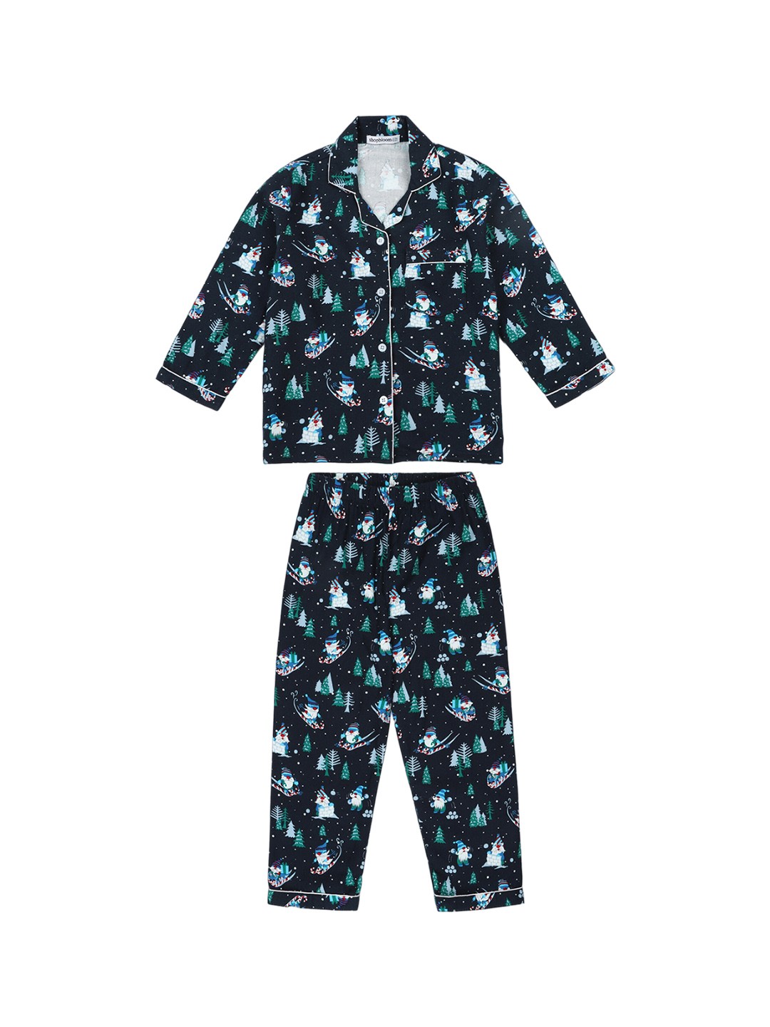 shopbloom Kids Conversational Printed Lapel Collar Pure Cotton Night Suit, Navy blue
shopbloom Kids Conversational Printed Lapel Collar Pure Cotton Night Suit, Navy blue