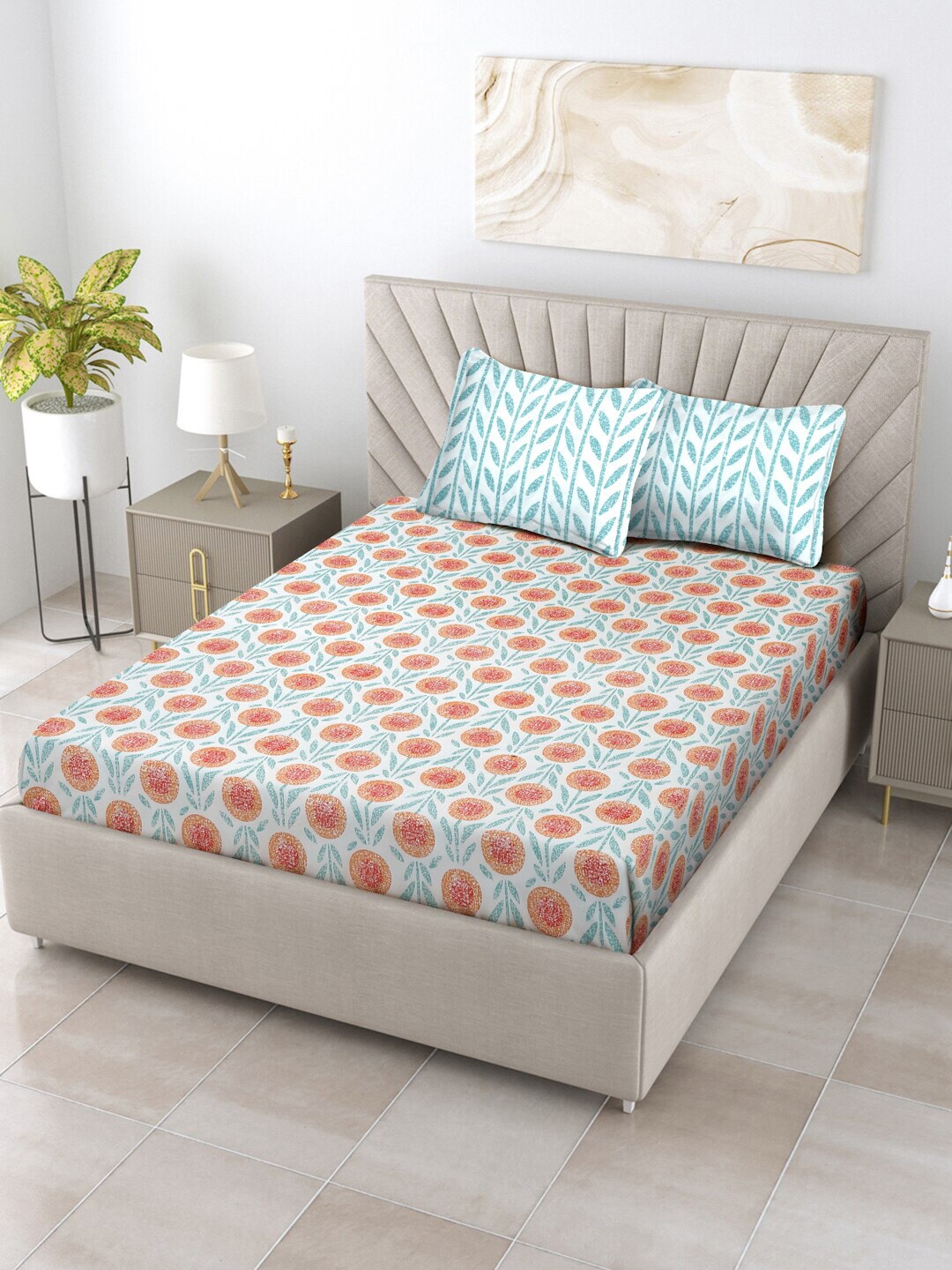 Ratan Cart Sea Green & White Floral 120 TC Cotton Queen Bedsheet & 2 Pillow Covers
Ratan Cart Sea Green & White Floral 120 TC Cotton Queen Bedsheet & 2 Pillow Covers