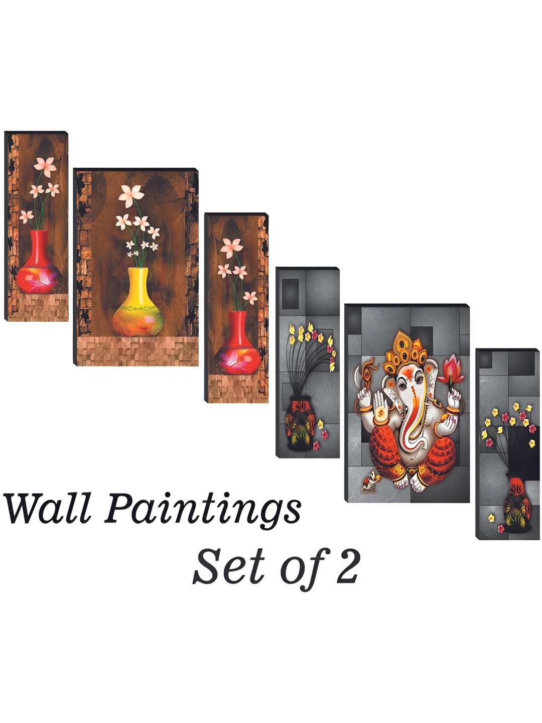 WALLMAX Brown 6 Pieces Flower Vases & Lord Ganesha UV Texured Framed Painting Wall Arts
WALLMAX Brown 6 Pieces Flower Vases & Lord Ganesha UV Texured Framed Painting Wall Arts