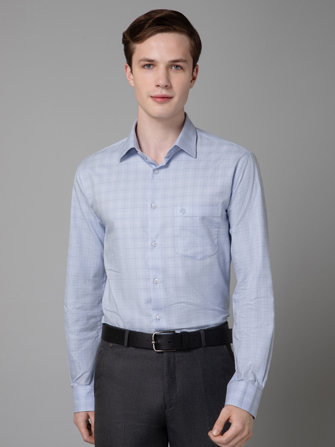 Cantabil Spread Collar Cotton Comfort Grid Tattersall Checks Opaque Checked Formal Shirt, Blue
Cantabil Spread Collar Cotton Comfort Grid Tattersall Checks Opaque Checked Formal Shirt, Blue