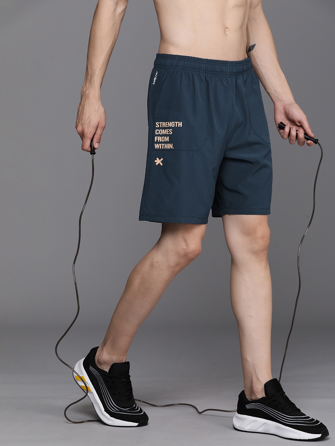 HRX by Hrithik Roshan Men Rapid Dry Antimicrobial Finish Mid-Rise Training Shorts, Navy blue
HRX by Hrithik Roshan Men Rapid Dry Antimicrobial Finish Mid-Rise Training Shorts, Navy blue