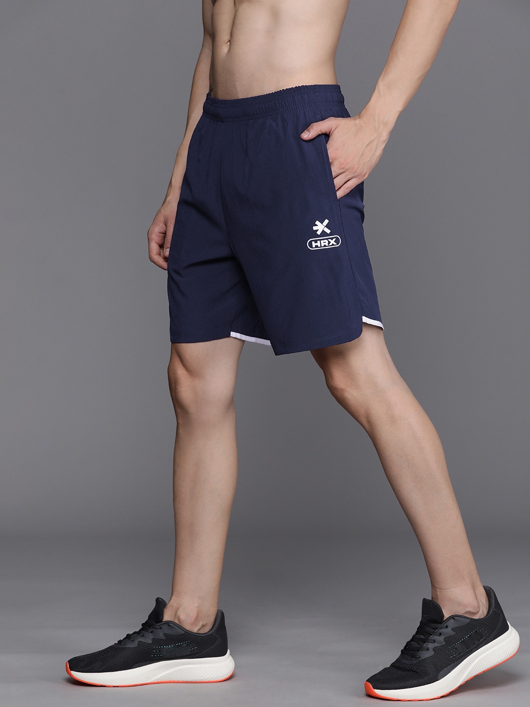 HRX by Hrithik Roshan Men Rapid Dry Antimicrobial Finish Mid-Rise Training Shorts, Navy blue
HRX by Hrithik Roshan Men Rapid Dry Antimicrobial Finish Mid-Rise Training Shorts, Navy blue