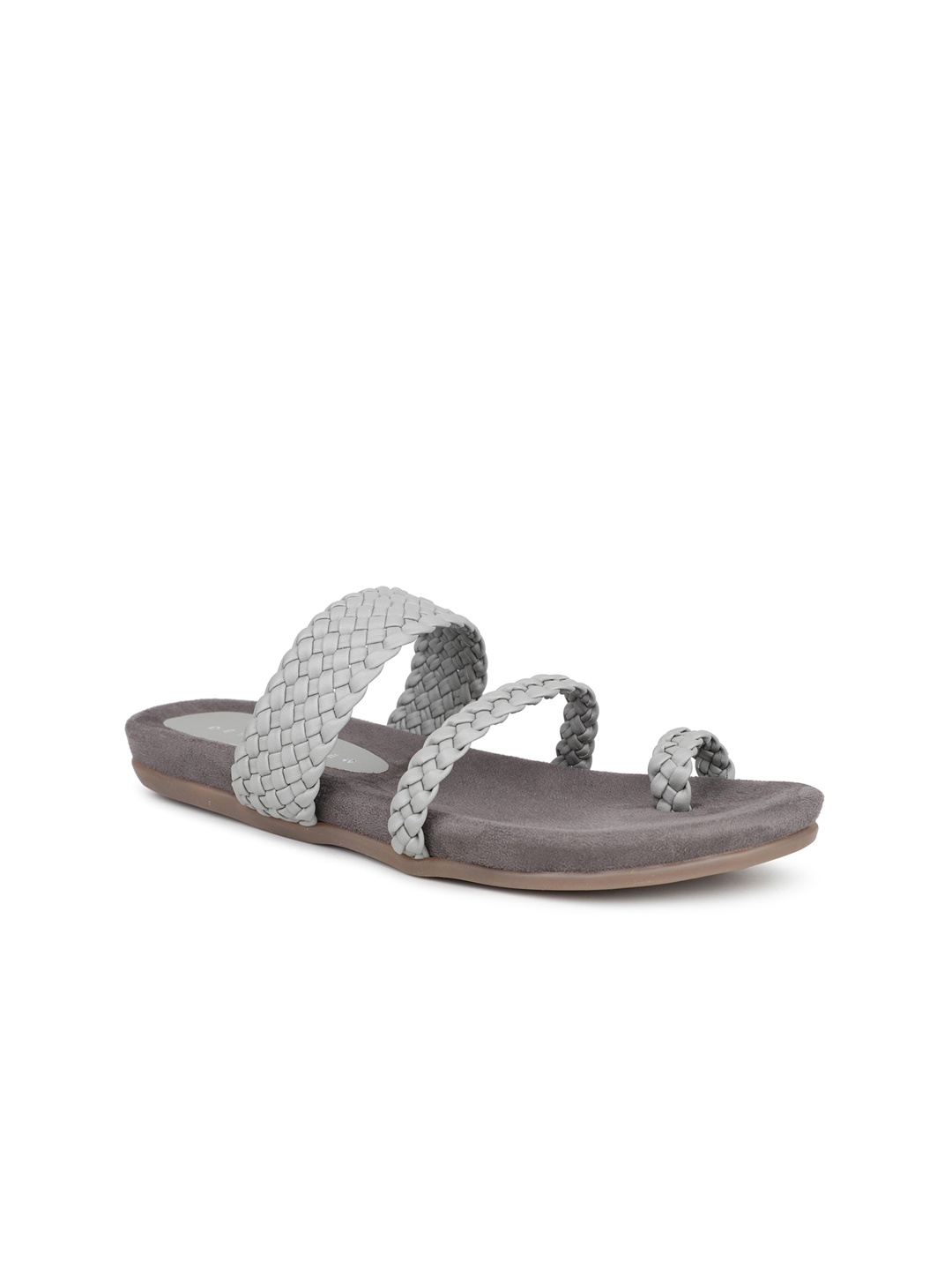 DESIGN CREW Textured Strappy One Toe Flats, Grey