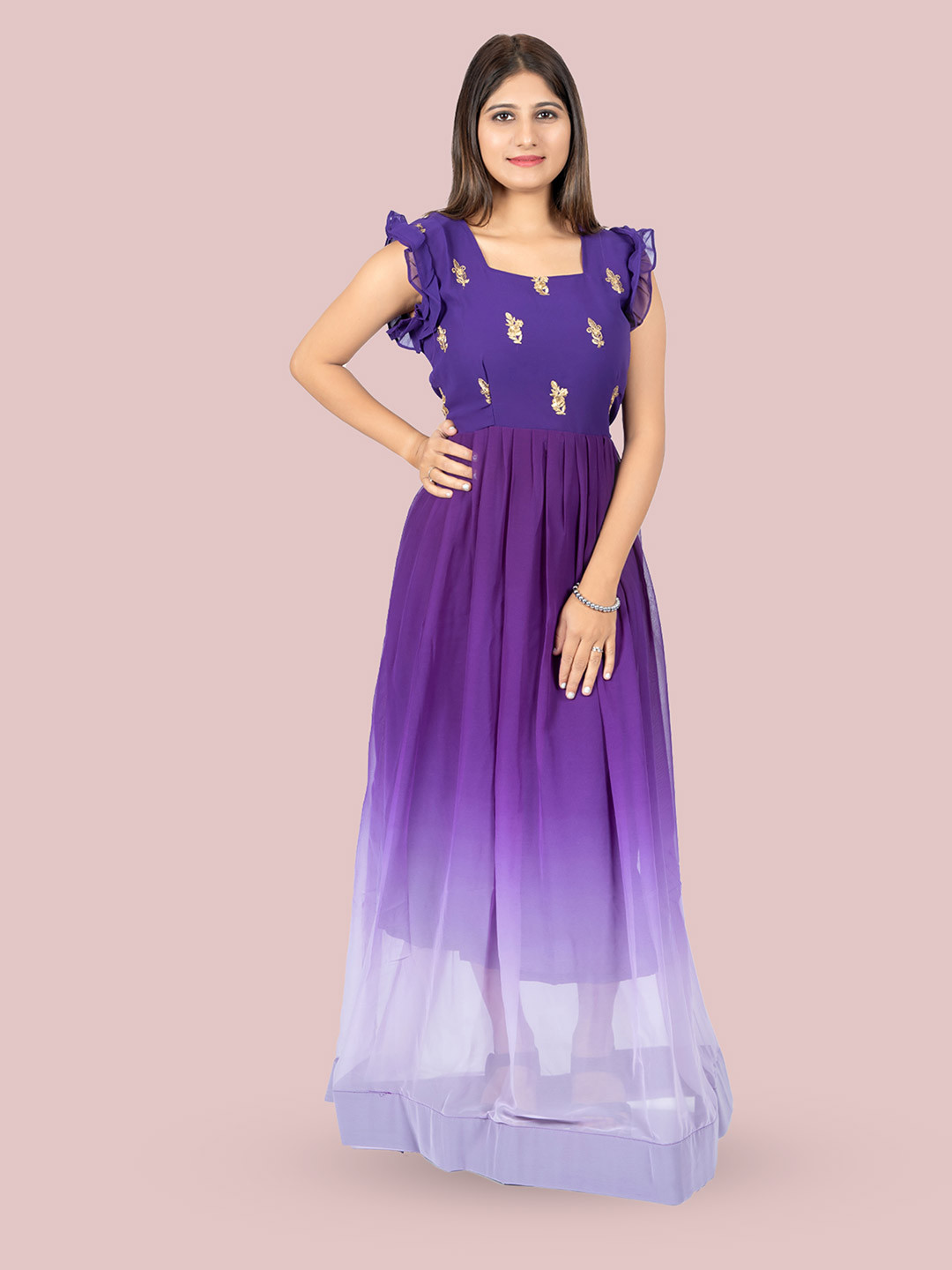 N N ENTERPRISE Square Neck Tie and Dye Dyed Georgette Fit & Flare Maxi Dress, Purple
N N ENTERPRISE Square Neck Tie and Dye Dyed Georgette Fit & Flare Maxi Dress, Purple