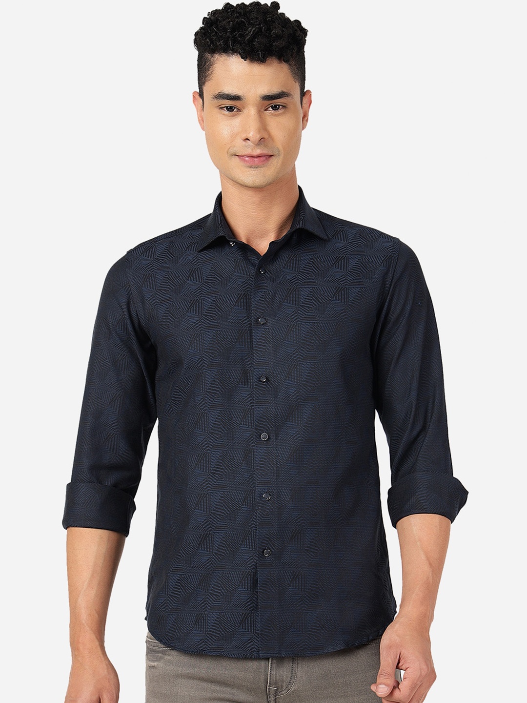JB STUDIO Slim Fit Abstract Self Design Spread Collar Long Sleeves Cotton Casual Shirt, Blue
JB STUDIO Slim Fit Abstract Self Design Spread Collar Long Sleeves Cotton Casual Shirt, Blue