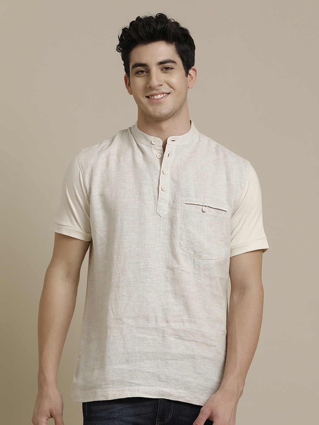 Linen Club Men Henley Neck Extended Sleeves Linen Antimicrobial Pockets T-shirt, Beige
Linen Club Men Henley Neck Extended Sleeves Linen Antimicrobial Pockets T-shirt, Beige