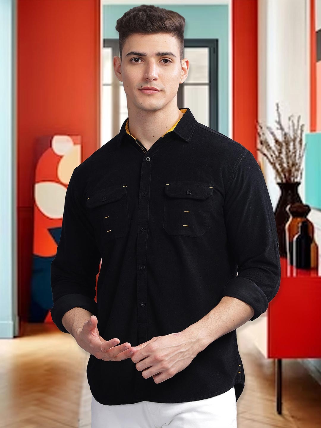 Kuons Avenue Smart Slim Fit Spread Collar Long Sleeves Corduroy Casual Shirt, Black
Kuons Avenue Smart Slim Fit Spread Collar Long Sleeves Corduroy Casual Shirt, Black