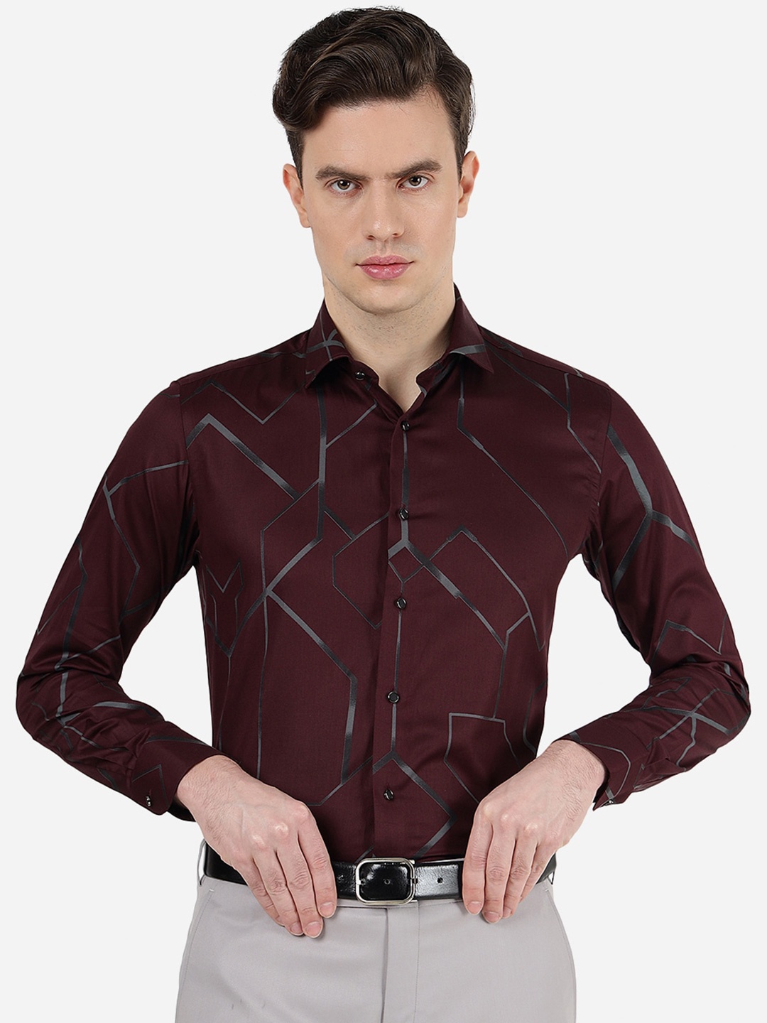 JB STUDIO Spread Collar Long Sleeves Slim Fit Geometric Printed Cotton Casual Shirt, Maroon
JB STUDIO Spread Collar Long Sleeves Slim Fit Geometric Printed Cotton Casual Shirt, Maroon