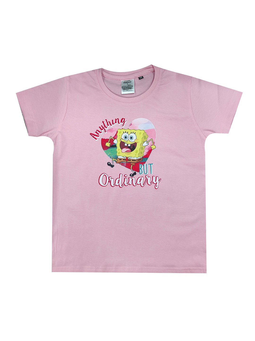 shopbloom Kids Graphic Printed Cotton T-shirt, Pink
