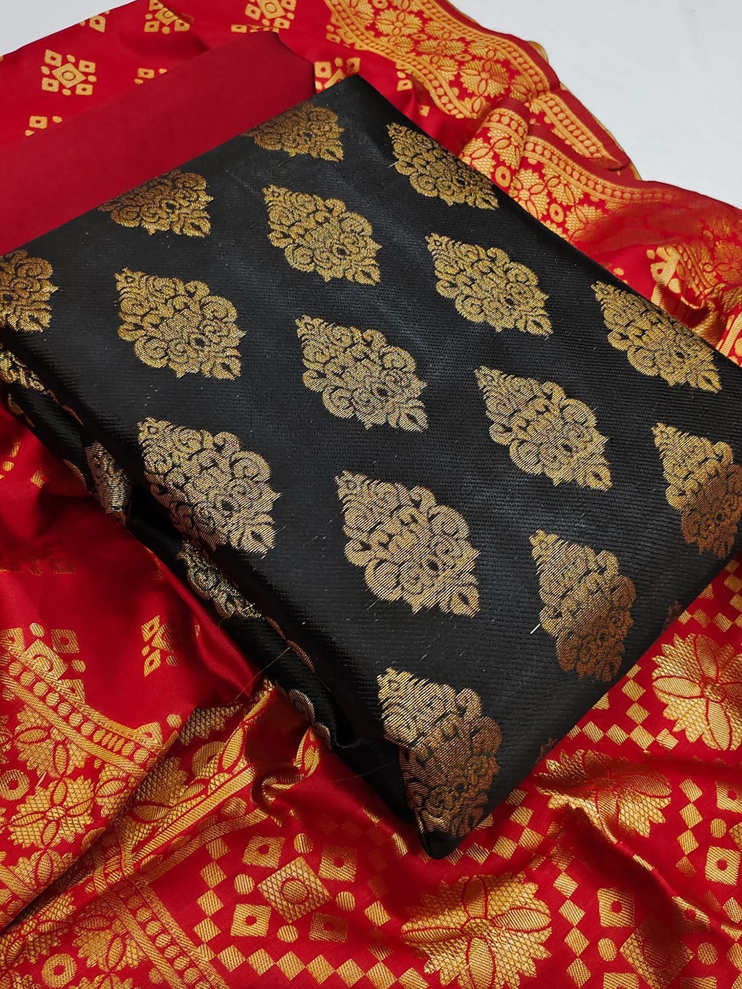 KALINI Ethnic Motifs Woven Design Banarasi jacquard Unstitched Dress Material, Black
KALINI Ethnic Motifs Woven Design Banarasi jacquard Unstitched Dress Material, Black