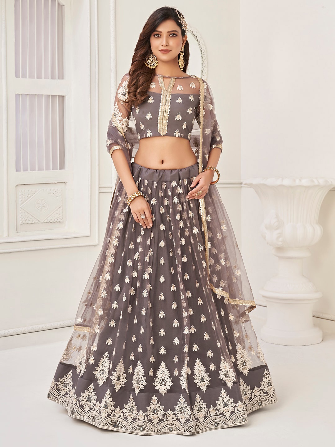 FABPIXEL Ethnic Motif Embroidered Semi-Stitched Lehenga & Unstitched Blouse With Dupatta, Grey
FABPIXEL Ethnic Motif Embroidered Semi-Stitched Lehenga & Unstitched Blouse With Dupatta, Grey