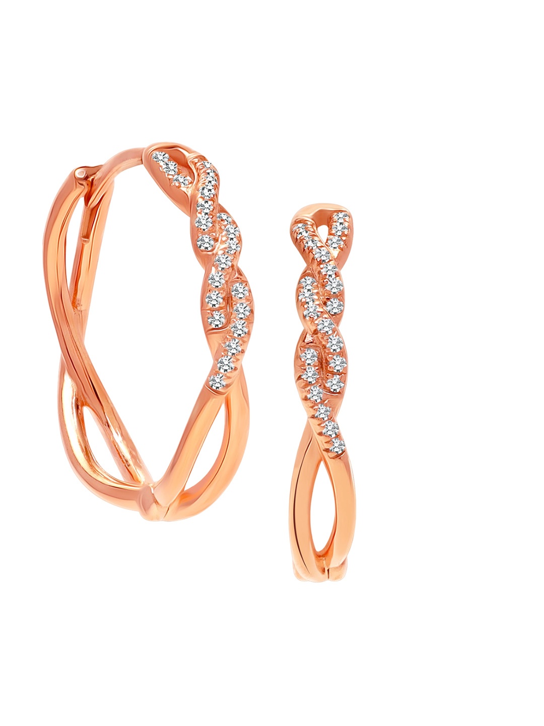 LeCalla 92.5 Sterling Silver Rose Gold-Plated Cubic Zirconia Studded Contemporary Hoop Earrings
LeCalla 92.5 Sterling Silver Rose Gold-Plated Cubic Zirconia Studded Contemporary Hoop Earrings