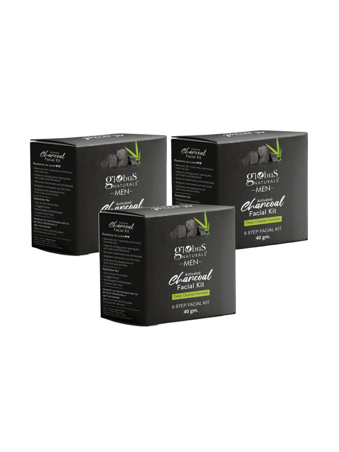 Globus naturals 3-Pcs Activated Charcoal Facial Kit For Anti-Pollution - 40g Each, Black
Globus naturals 3-Pcs Activated Charcoal Facial Kit For Anti-Pollution - 40g Each, Black