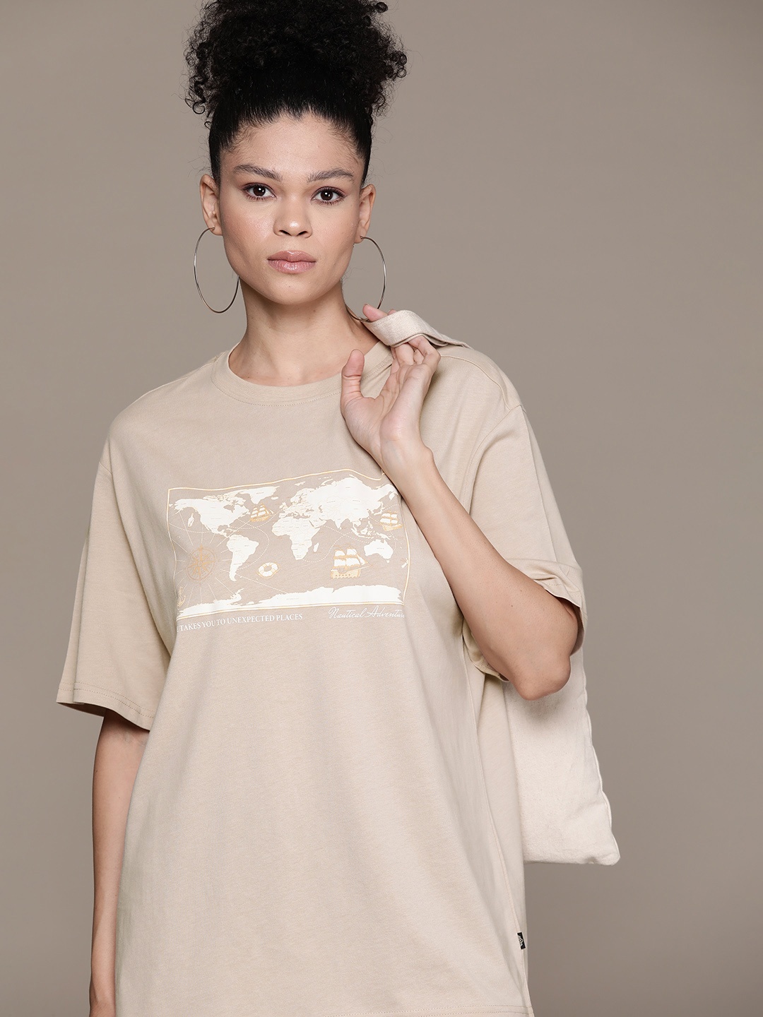 The Roadster Lifestyle Co. Graphic Printed Drop-Shoulder Sleeves Pure Cotton T-shirt, Brown
The Roadster Lifestyle Co. Graphic Printed Drop-Shoulder Sleeves Pure Cotton T-shirt, Brown