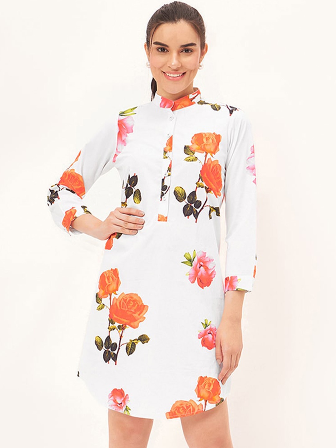 First Resort by Ramola Bachchan Floral Printed Mandarin Collar Cotton Shirt Dress, Pink
First Resort by Ramola Bachchan Floral Printed Mandarin Collar Cotton Shirt Dress, Pink