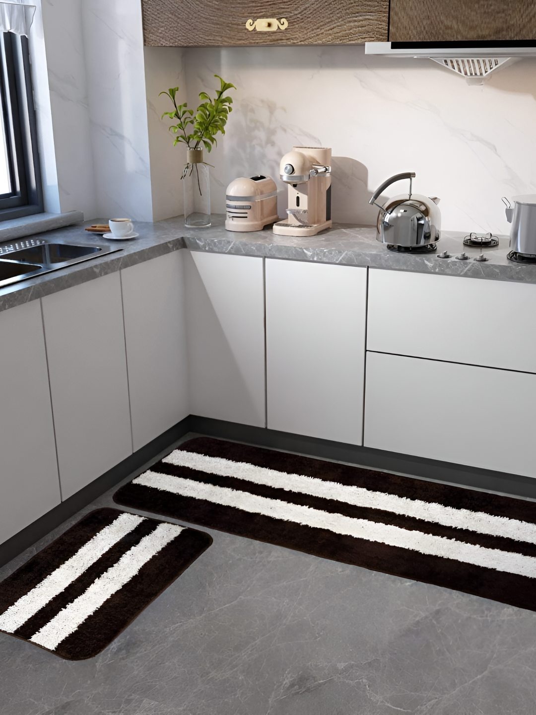Bajo's Brown & White 2 Pieces Super Soft Striped Mat & Runners With Anti Skid Backing
Bajo's Brown & White 2 Pieces Super Soft Striped Mat & Runners With Anti Skid Backing