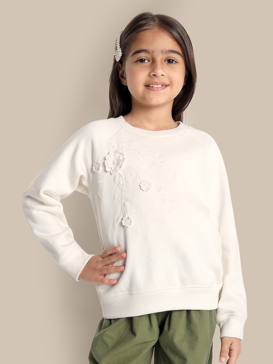 The Tribe Kids Girls Floral Embroidered Regular Fit Full Sleeves Round Neck Sweatshirt, Beige
The Tribe Kids Girls Floral Embroidered Regular Fit Full Sleeves Round Neck Sweatshirt, Beige