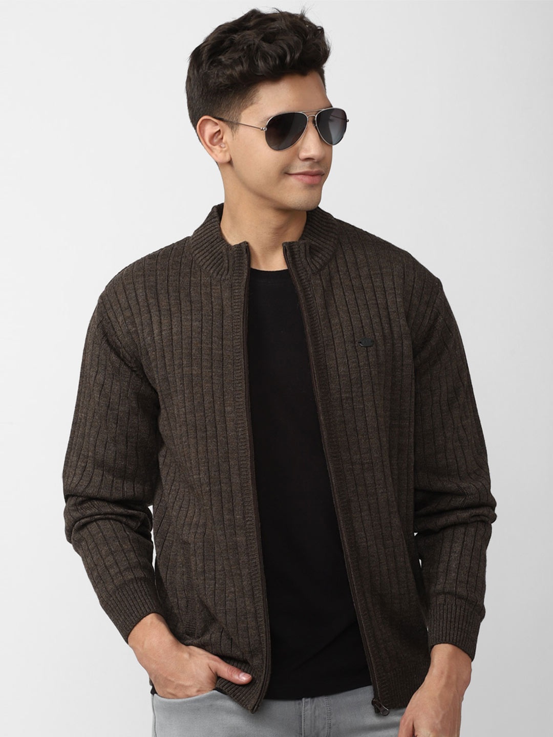 Peter England Casuals Mock Neck Long Sleeves Front-Open Striped Regular Sweater, Brown
Peter England Casuals Mock Neck Long Sleeves Front-Open Striped Regular Sweater, Brown