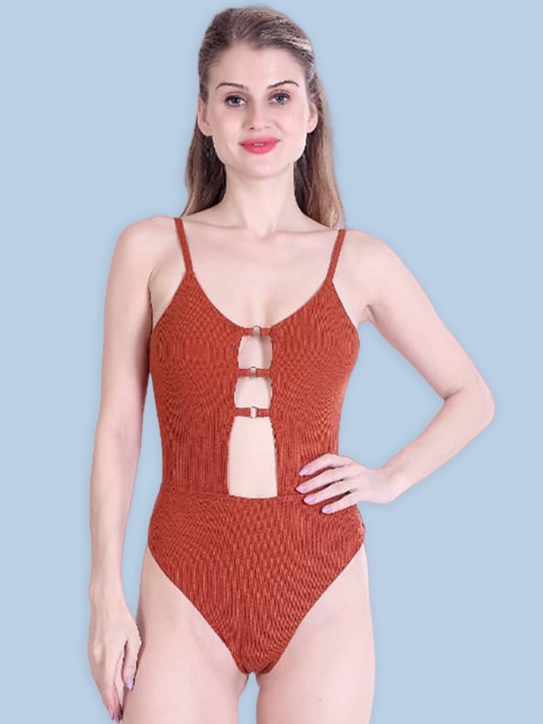 BOLD & BAE Sleeveless Swimwear Bodysuit, Brown