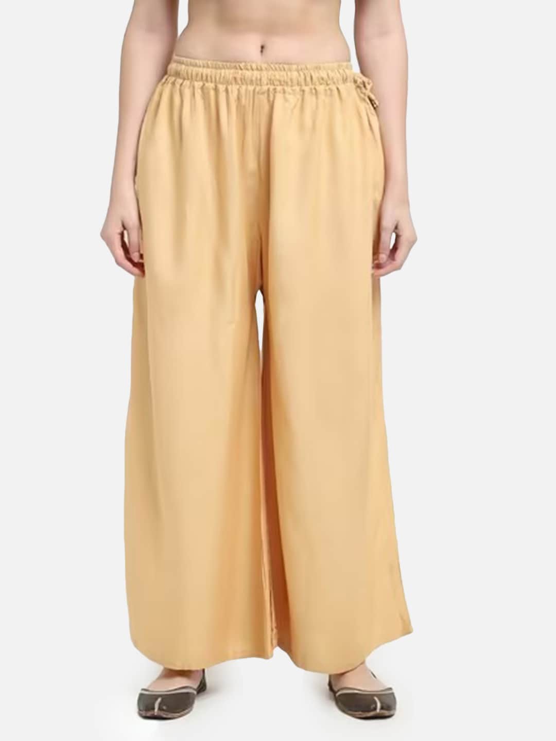 BCZ Style Flared Regular Ethnic Palazzos, Beige