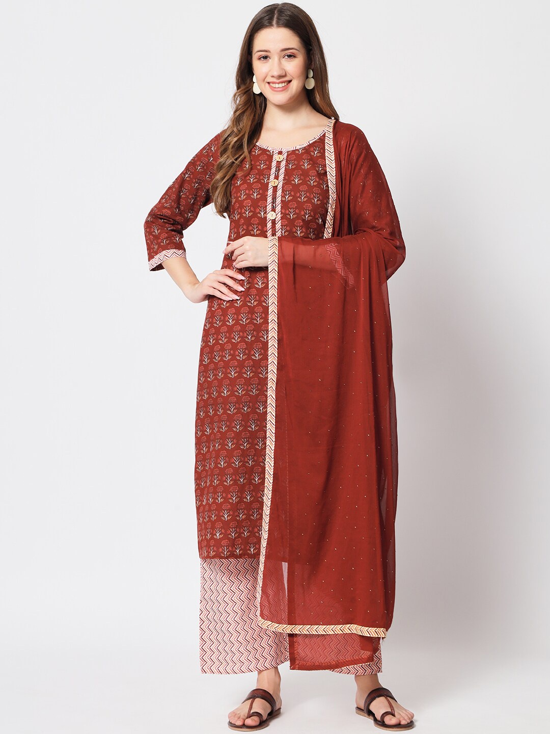 SALWAT Ethnic Motifs Printed Round Neck Three-Quarter Sleeves Cotton Kurta Set, Maroon
SALWAT Ethnic Motifs Printed Round Neck Three-Quarter Sleeves Cotton Kurta Set, Maroon