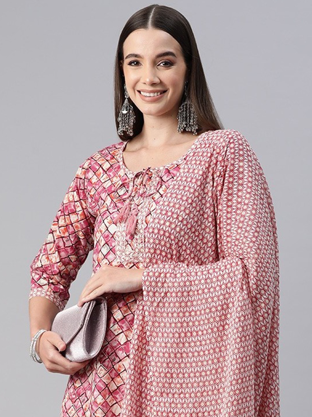 Readiprint Women Checked Beaded Pure Cotton Kurta with Trousers & With Dupatta, Multi
Readiprint Women Checked Beaded Pure Cotton Kurta with Trousers & With Dupatta, Multi